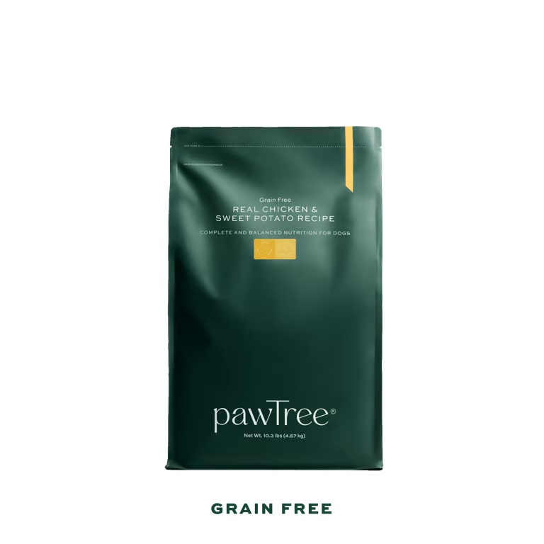 Three PawTree puppy food bags.